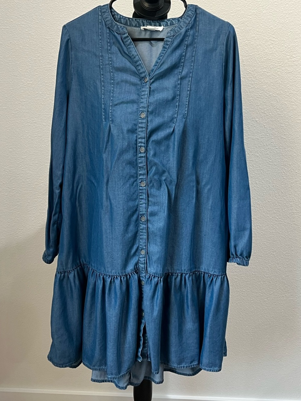 beachlunchlounge Chambray Tunic Button Down Long Sleeve Dress size M